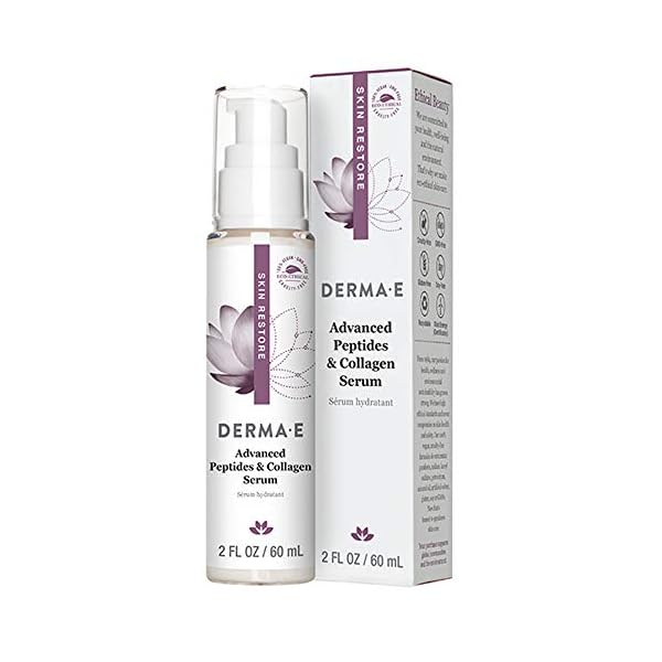 DERMA-E-Advanced-Peptides-Collagen-Serum-Double-action-infused-facial-serum-works-during-the-dayovernight-Firming-anti-wrinkle-skin-eye-firming-Smooths-the-look-of-wrinkles-and-deep-lines-White-2-Ounc DERMA E Advanced Peptides and Vegan Flora-Collagen Serum – Double Action Collagen Face Cream with Peptide Complex – Intensely Hydrating Treatment for Lines, Wrinkles and Redness, 2 oz