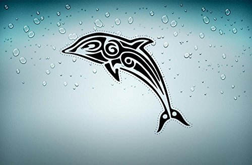 Akachafactory Autocollant Sticker Voiture Moto Mural Tuning Tribal Art Dauphin Biker B