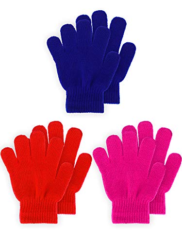 Image of EBOOT 3 Pairs Winter Kids Gloves Warm | Toddler Gloves for Boys Girls Outdoor, Full Finger Fluffy Soft Mittens for 1-11 Years Children, Multiple Colors