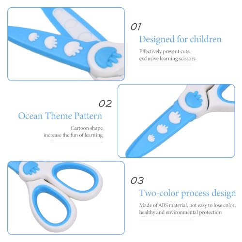 Amexo 2 Stück Kinderscheren Set Runde Spitze Schere für Rechtshänder und Linkshänder Bastelschere Papierschere Anfängerschere aus ABS-Kunststoff, blau & rosa