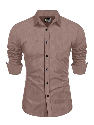 Image of Cotton Imported Regular Fit Popcorn Shirt For Men Cofee Brown
