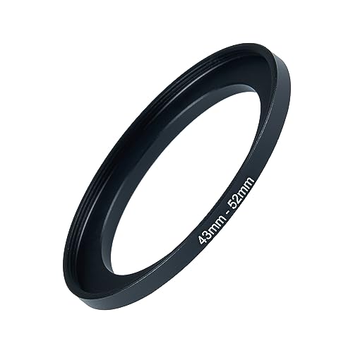 Image of 43mm to 52mm Step-up Adapter Rings Filter Adapter Black Metal Step Down Filter Ring Adapter Compatible with All Brand UV CPL ND Camera Lens Filter Stepping Rings (43mm-52mm)