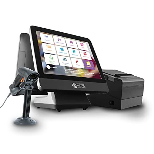 NRS Cash Register (USA ONLY) - POS System Includes Merchant Touchscreen & Customer-Facing Display, Barcode Scanner & Thermal Receipt Printer. Cash Drawer Not Included.