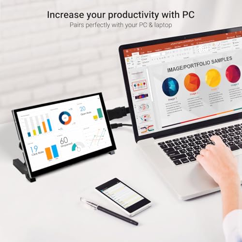 Image of ELECROW 7 Inch Touchscreen Monitor for Raspberry Pi - 1024x600 IPS Capacitive Touch Screen HD Mini LCD Display with Stand Compatible with Raspberry Pi 5 /4B /3B+ /3B, BB Black, Win11 /10 /8 /7, Driver Free