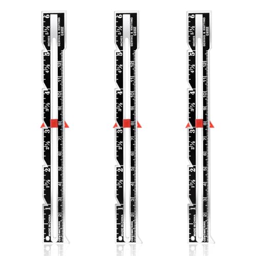 3 Pack Sewing Ruler Sliding Gauge Sewing Measuring Tool Black Metal Seam Guide Ruler for Knitting Crafting Sewings Beginner Hemming Quilting Crafting
