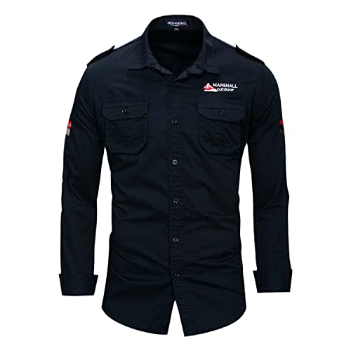 Chemise homme coton confortable militaire brodé pour look décontracté