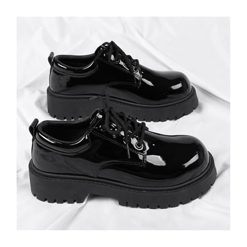 Men's Platform Chunky Dress Shoes Patent Leather Lace Up Oxfords Casual Derby Business Shoes4