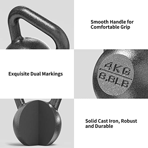 Image of PROIRON 4kg Cast Iron kettlebell Weight for Home Gym Fitness & Weight Training