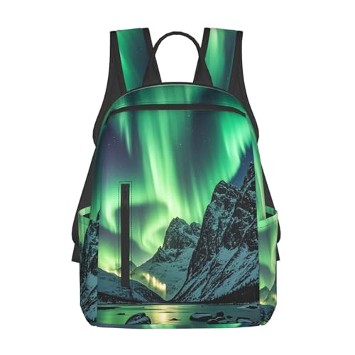 Backpack 14.7 inch Lightweight Large Bookbag Northern Lights Daypack for Travel Office Work