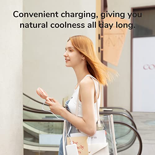 JISULIFE Handheld Mini Fan, Portable and Small with 3 Speeds, USB Rechargeable Battery Operate for Outdoor, Indoor, Makeup, Commute, Office, Travel, Concerts, Gifts for Women Men- Pink