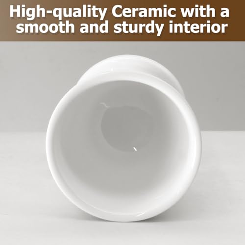 Image of Ceramic Egg Cups 2 Pcs, White Porcelain Egg Holder for Boiled Eggs | High-Fired Shatterproof Build, Dishwasher Safe Clean, Great for Breakfast Cooking Kitchen / Gift Childhood Memories
