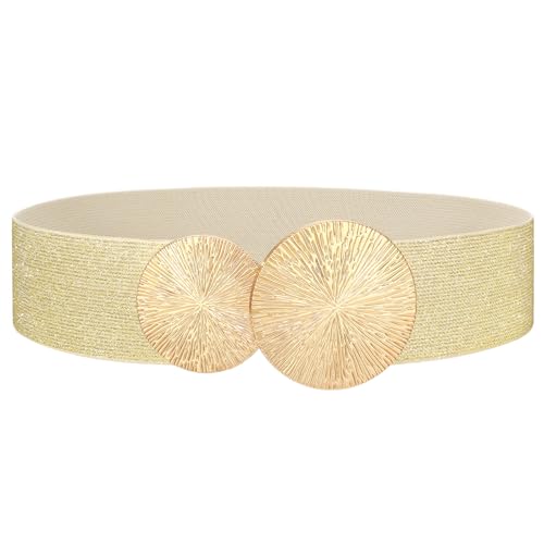 VONMELLI Wide Stretchy Belts for Women Dresses Elastic Waist Cinch Womens Belt with Gold Buckle
