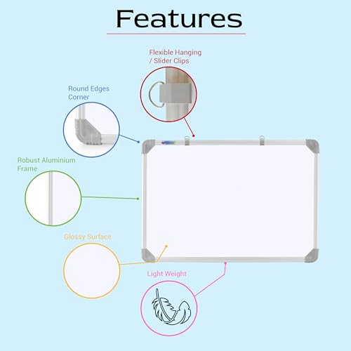 Image of Eduway Non Magnetic 2 in 1 Learn N Write 1x2 Feet Slate for Kids | Double Sided Front for Chalk & Reverse Dry Erase Marker Board with PVC Corners | Learning for Kids (29x59 Cms),(Green, White)