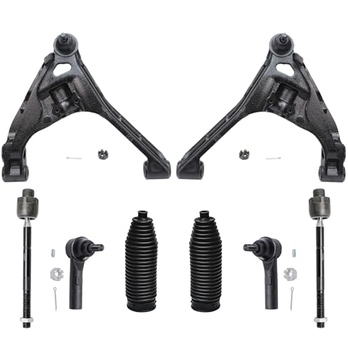 Image of Detroit Axle - 8pc Front End Suspension Kit for 2000-2004 Dodge Dakota 2000-2003 Durango, 2 Lower Control Arms w /Ball Joint 4 Inner Outer Tie Rods 2 Boots Replacement