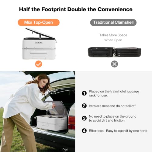 Image of mixi 24 Inch Checked Luggage PC Hard Shell Suitcase Top Opening Aluminum Frame Travel Suitcases with Wheels, Smoke White