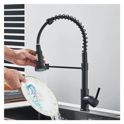 Mitigeur de cuisine extractible en laiton noir mat et chromé HJMMHX au design suspendu - 7