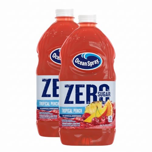 Ocean Spray® ZERO Sugar Tropical Punch Juice Drink, Tropical Punch Juice Drink Sweetened with Stevia, 64 Fl Oz Bottle (Pack of 2)