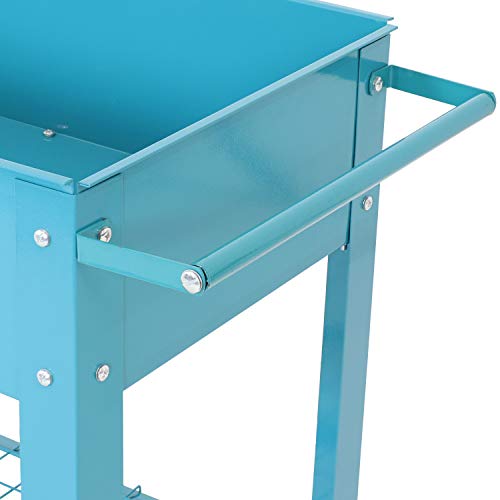 Sunnydaze Raised Garden Bed With Handlebar And Wheels - Galvanized Steel - Outdoor Mobile Elevated Planter Box Cart - 43-Inch - Grow Vegetables And Plants On The Patio, Deck, Or Yard - Blue #TOP5