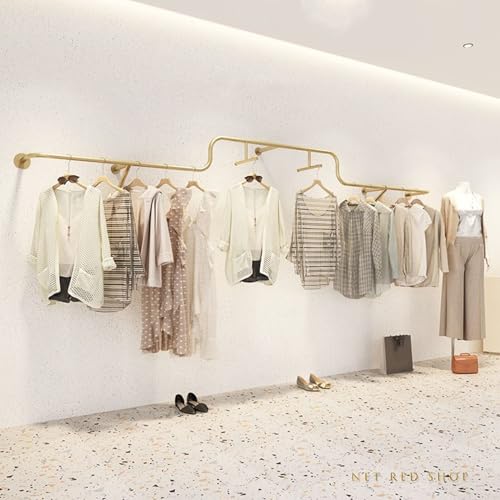 Perchero industrial de tubos de hierro resistente para colgar ropa en pared de boutique 6