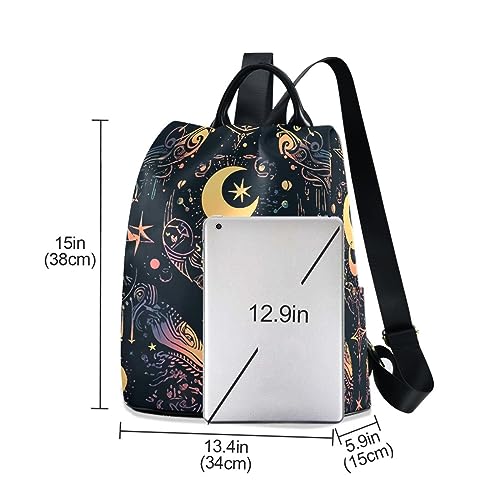 Image of ALAZA Moon Stars Alchemy Witch Backpack Purse for Women Anti Theft Fashion Back Pack Shoulder Bag