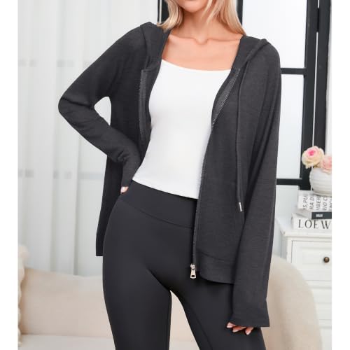 Image of Witsmile Zip Up Hoodie Women Oversized Sweatshirt Long Sleeve 2026 Fall Outfit Lightweight Jackets Workout Clothes
