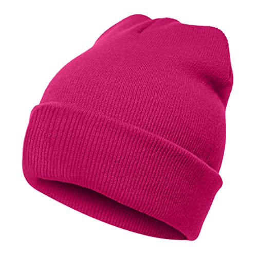ATNKE Beanie Mütze für Herren Damen Winter Warm Klassisch Täglich Gemütlich Gestrickte Bündchen Dehnbar Slouchy Skull Cap Rosenrot Cover
