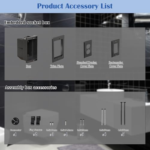 Image of Recessed Outlet /Electrical Box Single Gang, for Wall Mount TV, Antenna, Phone and Cable TV, Suitable for GFCI Outlet and Standard Outlet, for Old or New Construction (Black)