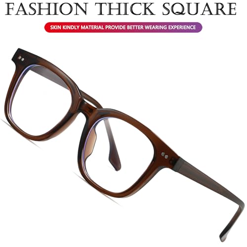 Image of AIEYEZO Fashion Blue Light Glasses for Women Men Retro Anti-Blue Light Eyeglasses TR90 Square Frame Computer Glasses