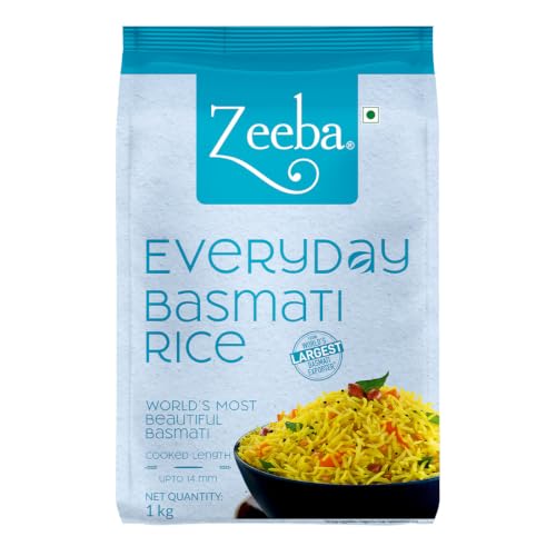 Image of Zeeba Everyday Basmati Rice 1 Kg, Perfect for Everyday Cooking (Cooked length upto 14mm*)