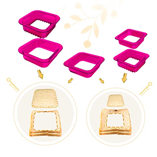 Yumkt 5 Pcs Sandwich Cutter Sealer Cookie Bread Pancake Maker, Mold Sandwich Press Luchable Box Accessories Sandwich Decruster Sandwich For Gifts Sandwich Cutter For Kids(Purple-Sq) #TOP2