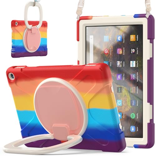 Étui Fire HD 10 anti-choc JZ avec support rotatif et bandoulière pour voyage