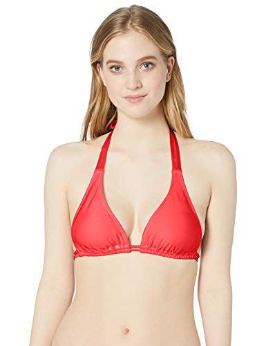 Luli Fama Women's Solids Cosita Buena Triangle Halter Bikini TOP Swimwear, Girl on fire, XS