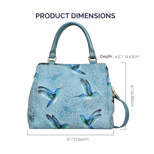 Image of Anuschka Women's Leather Satchel - Hand-Painted Genuine Leather Handbag with Detachable Strap for Everyday Use - 690, Satchel
