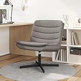 Homgoday Moderne Drehstuhl mit 360° Drehmechanismus - Taupe Stoffbezug und Metallrahmen Model42007355