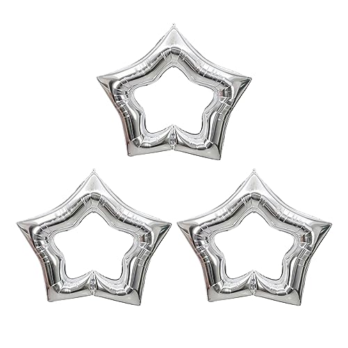 Large 40Inch Star Foil Balloon Hollow Out Star Shape Mylar Balloons for Anniversary Wedding Birthday Christmas Party Decoration 3pack Silver