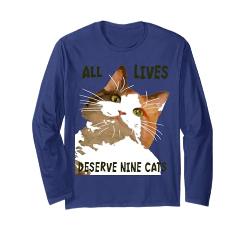 Tutte le vite Derserve Nine Cats Calico Cat Art Maglia a Manica