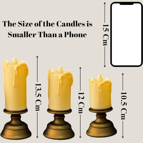 Image of SATYAM KRAFT 3 Pcs LED Tea Light Candles | Flameless, Smokeless, Unscented | for Gifting, Home Decor, Room Decoration Lights, Balcony & Festival, Valentine's Day Decoration Item(Bronze and Golden)