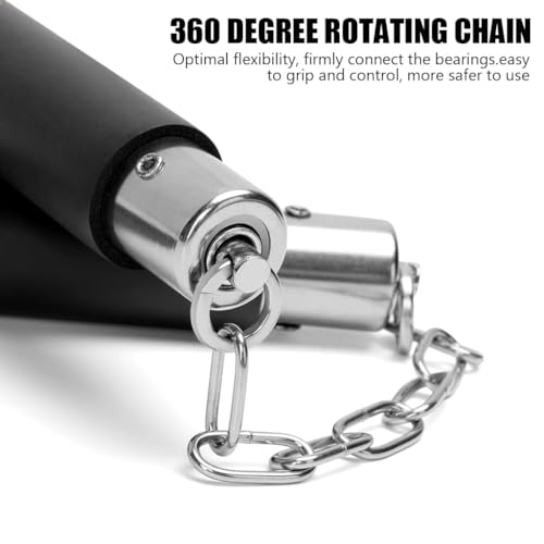 Image of Dragon Design Foam Training Nunchaku with Metal Chain | Martial Arts Practice Nunchucks | Lightweight Training Stick | Black