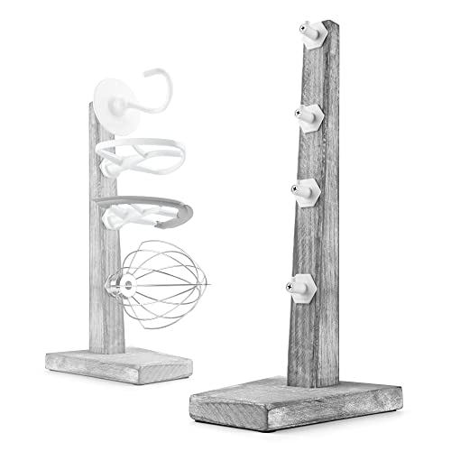 Homko Wooden Stand Mixer Attachment Holders, Kitchen Accessory Organizer For Dough Hook, Replacement Part 4 Pack Accessory Holder Organizer, Storage Tools For Space-Saving, Grey #TOP5