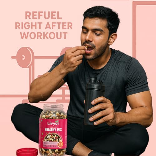 Image of LIVYOR Healthy Mix Nuts, Seeds And Berries Combo Pack - 1Kg| Mix Dry Fruits| Trail Mix| Cashews & Almonds| Black Raisins| Pumpkin| Sunflower & Flax| Cranberries| Cherries & Dried Amla| (Pack Of 1)