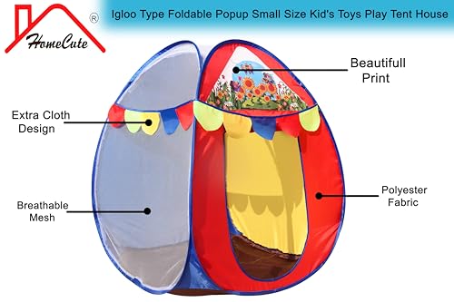 Image of Homecute Igloo Type Foldable Popup Small Size Kid's Toys Play Tent House for Indoor & Outdoor, Suitable for 1 Year to 6 Years (Small Size Multicolour)