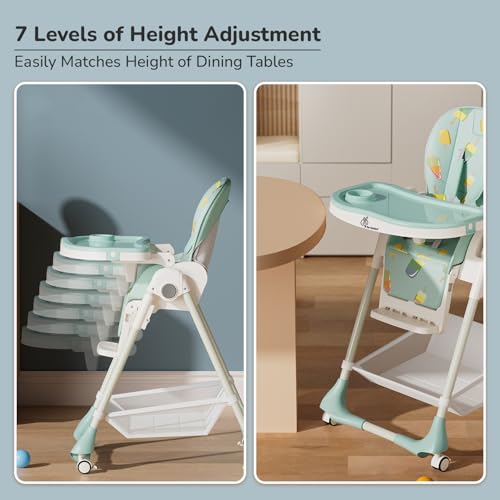 Image of R for Rabbit Marshmallow High Chair for Baby, Multiple Recline Position High Chair with 7 Level Height Adjustment and 3-Recline Modes with adjustable Footrest, 6 Months to 5 Years (Candy Blue)