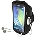 Produktbild iGadgitz U3616 Wasserabweisend Sports Jogging Armband Laufen Fitness Oberarmtasche Kompatibel mit Samsung Galaxy A3 SM-A300 - Schwarz