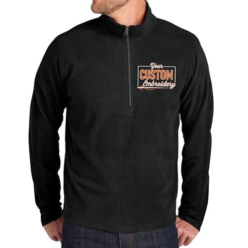 NACRE APPAREL Custom Embroidered Microfleece Half Zip Pullover for Women Men Personalized Embroidery Zip Up Pullover