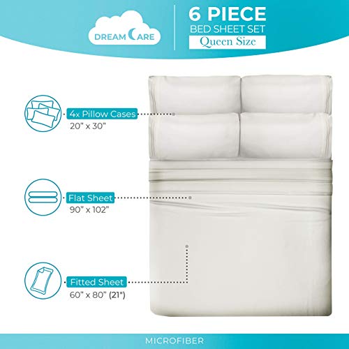 Image of DREAMCARE Queen Sheets - 6 pcs Breathable Cooling Sheets Queen - up to 21 inch