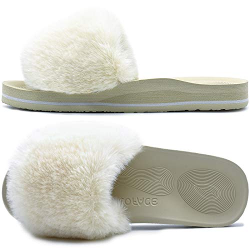 Chaussons femme fourrure antidérapant pantoufles maison