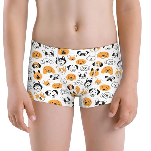 Boys' Cotton Boxer Brief Soft Underwear-Dog Faces