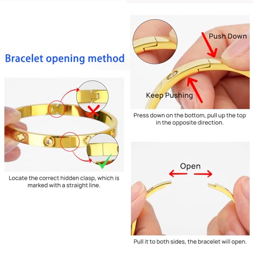 Clover Bracelet for Women, Stainless Steel Four Leaf Clover Bracelet, 18K Gold Plated Stackable Bracelet Jewelry, Lucky Love Cuff Bangle, Birthday Gift for Women4