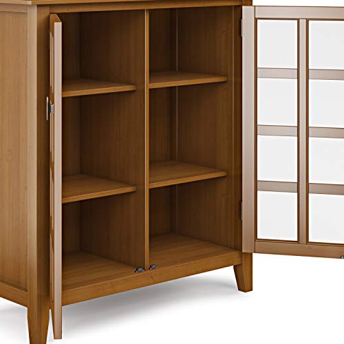 Simplihome Artisan Solid Wood 38 Inch Wide Transitional Medium Storage Cabinet In Honey Brown For The Living Room, Entryway And Family Room #TOP6