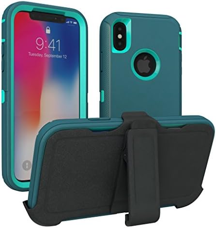 iPhone X Case, iPhone Xs Case, ToughBox® [Armor Series] [Shock Proof] [Teal | Turquoise] for Apple iPhone X Case [Comes with Holster & Belt Clip] [Fits OtterBox Defender Series Belt Clip]